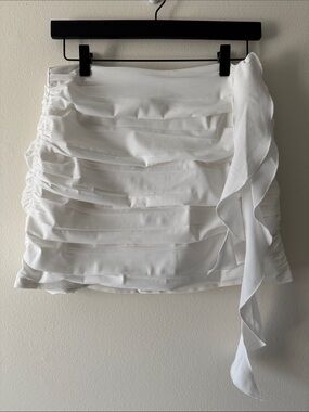 Abercrombie White Ruched Mini Skirt
